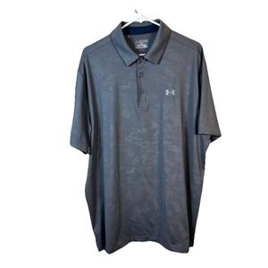 Under Armour Polo Men XXL Gray Camo HeatGear Loose Fit Athletic Golf